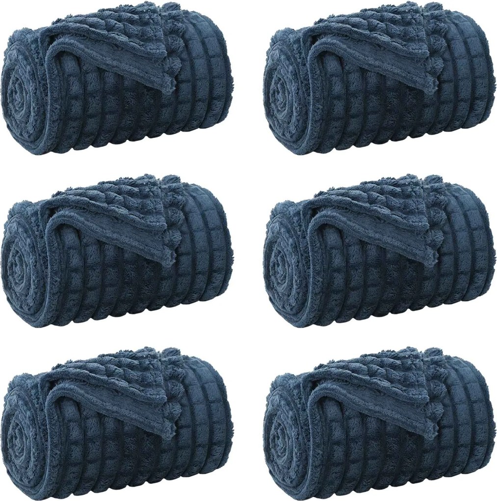 vidaXL Takarók 6 pcs Sötétkék 150 x 130 cm Gyapjú