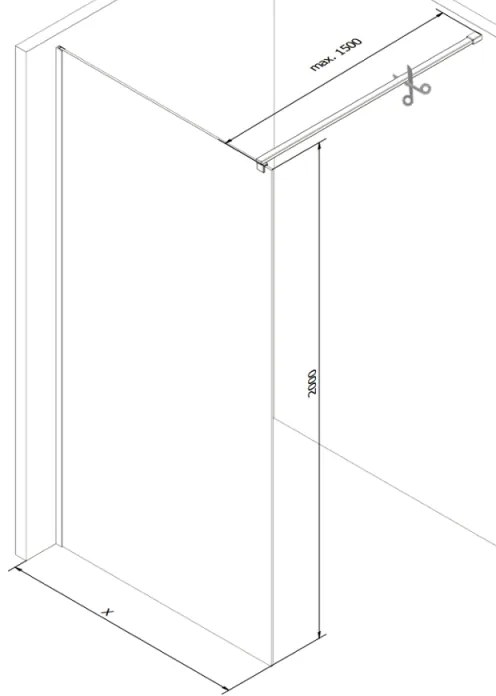 Mexen, Mexen Kioto zuhanyfal Walk-in 95 x 200 cm, átlátszó 8 mm, fekete - 800-095-101-70-00