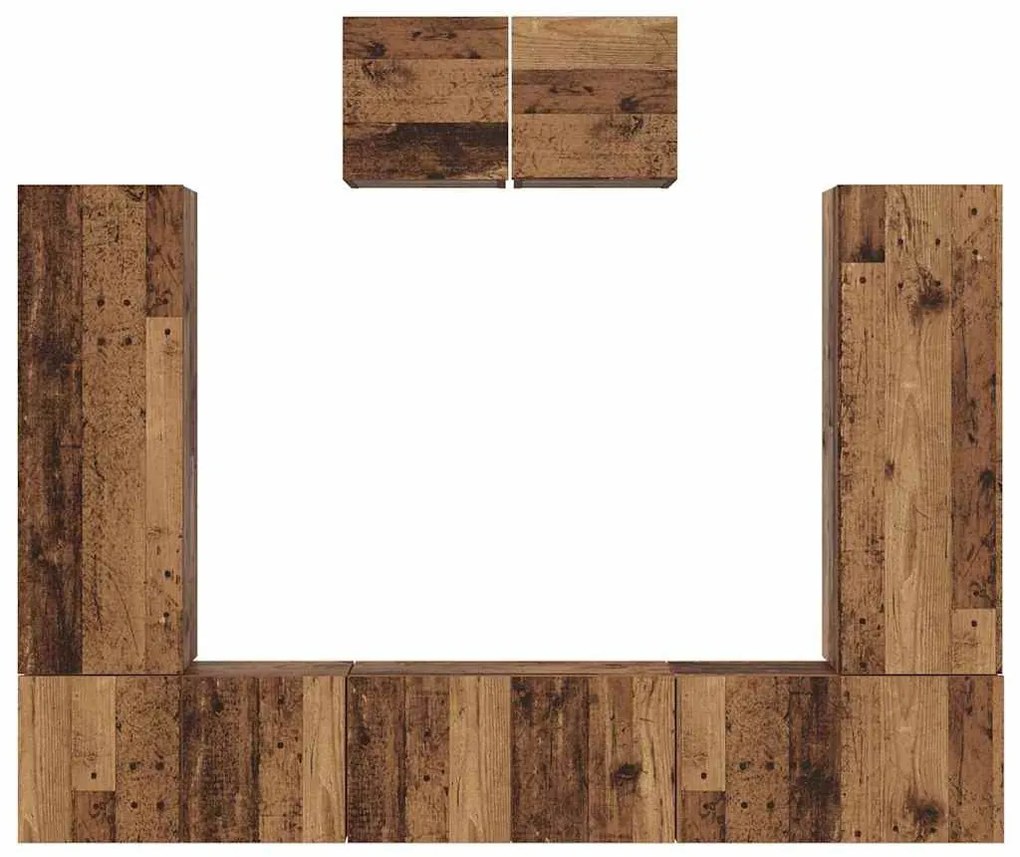 TV szekrény garnitúra 7 pcs Régi fa 180 x 30 x 120 cm Faanyag