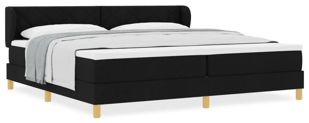 Boxspring Ágy Matracokkal - Fekete, 200x200 cm, Szövet