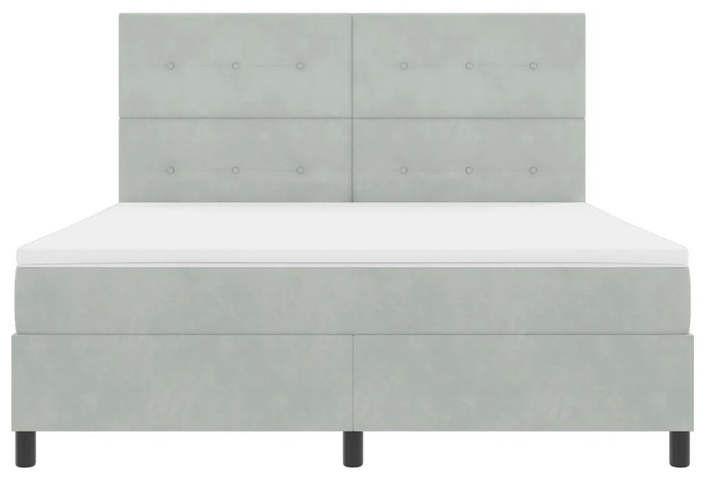 Boxspring Ágy Matracot tartalmazó Világosszürke Szuper King Bársonyos