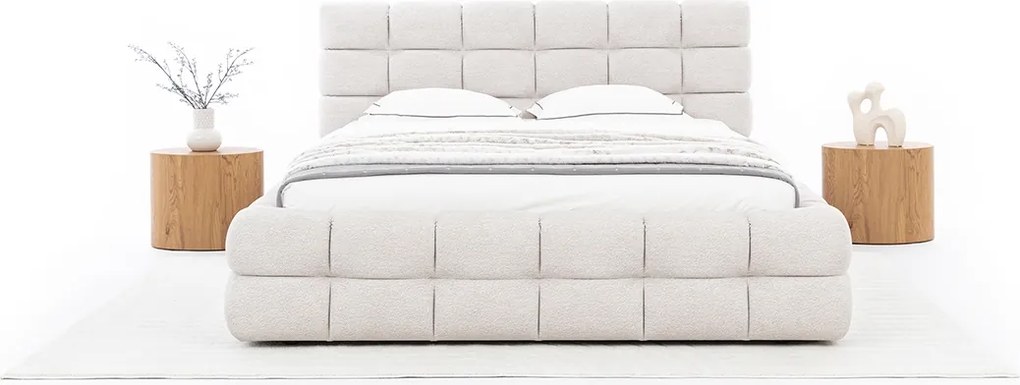 Magnelio kárpitozott ágy 160x200 cm - bézs könnyen tisztítható Leo 03 szövet