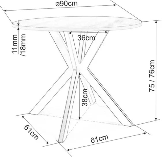 Talia étkezőasztal kerek 90cm bézs