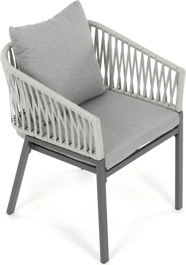 Kerti szék, fém, polyrattan, szürke, AZC-S1430 GREY