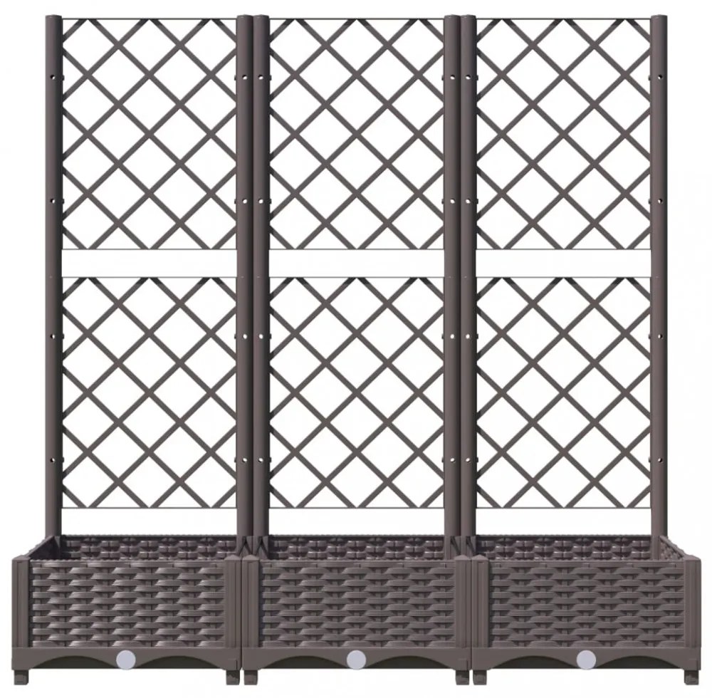 barna PP kerti virágláda ráccsal 120 x 40 x 121,5 cm