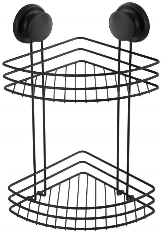Erga Gavi, sarok fürdőszoba dupla polc, fekete, ERG-YKA-CH.GAVI-KN2-BLK