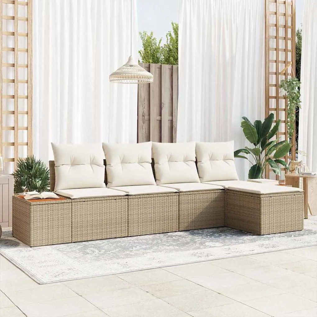 Kerti Kanapé Szett 5 pcs bézs és krémszínű 184 x 62 x 85 cm