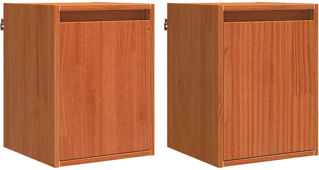 vidaXL Fali Szekrény 2 pcs Faggyú barna 30 x 30 x 40 cm Tömör fenyőfa