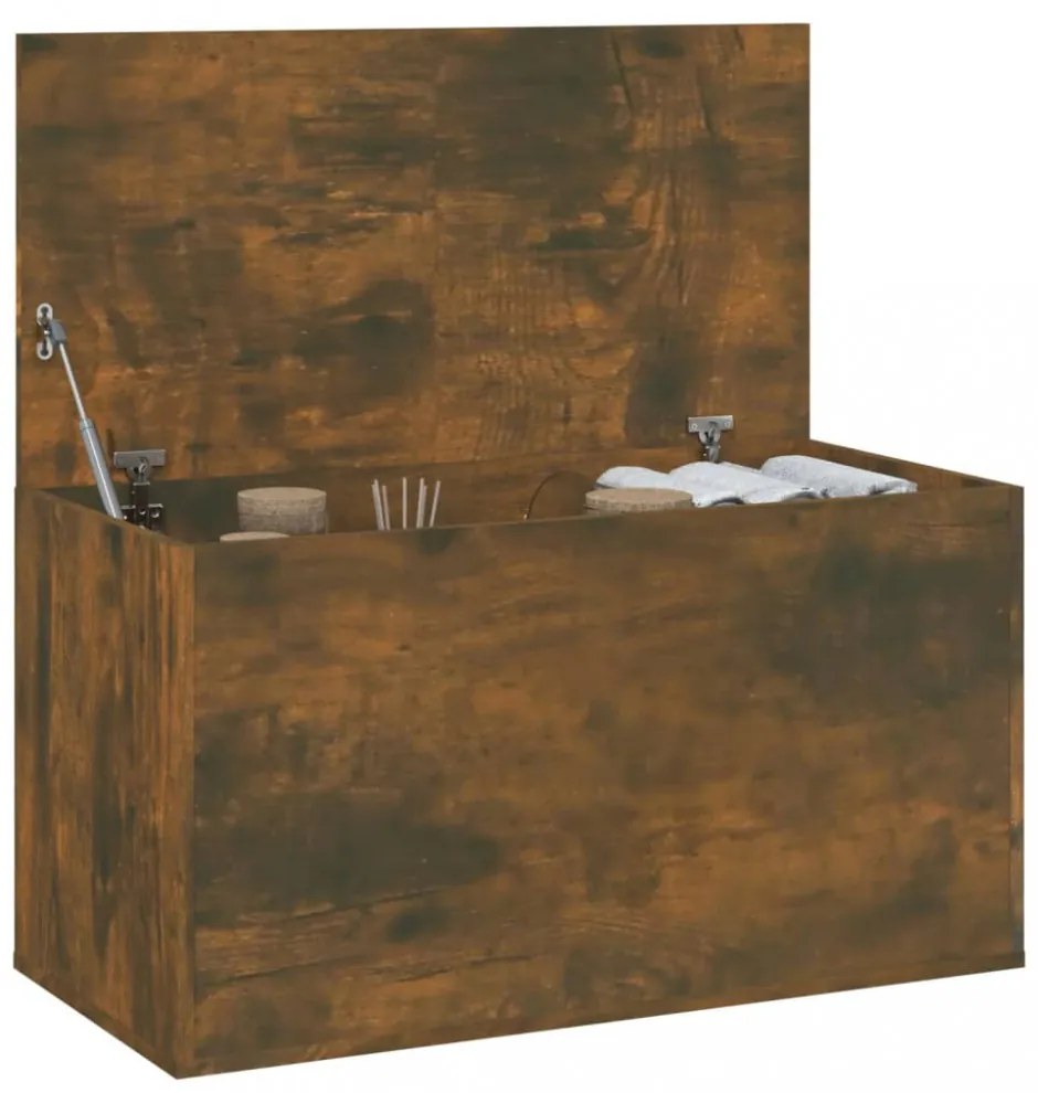 füstös tölgy színű szerelt fa tárolóláda 84 x 42 x 46 cm