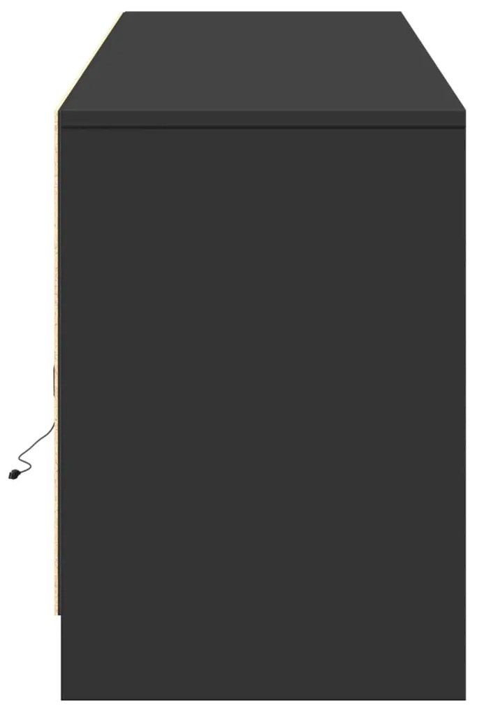 fekete szerelt fa TV-szekrény LED-ekkel 180 x 34 x 50 cm