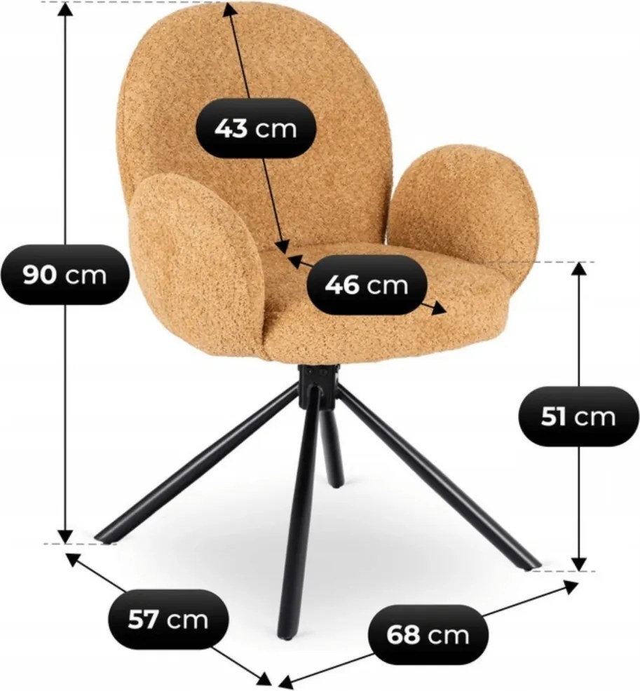 Fortó Étkezőszék Mustár Bouclé Kárpittal. MUSSO