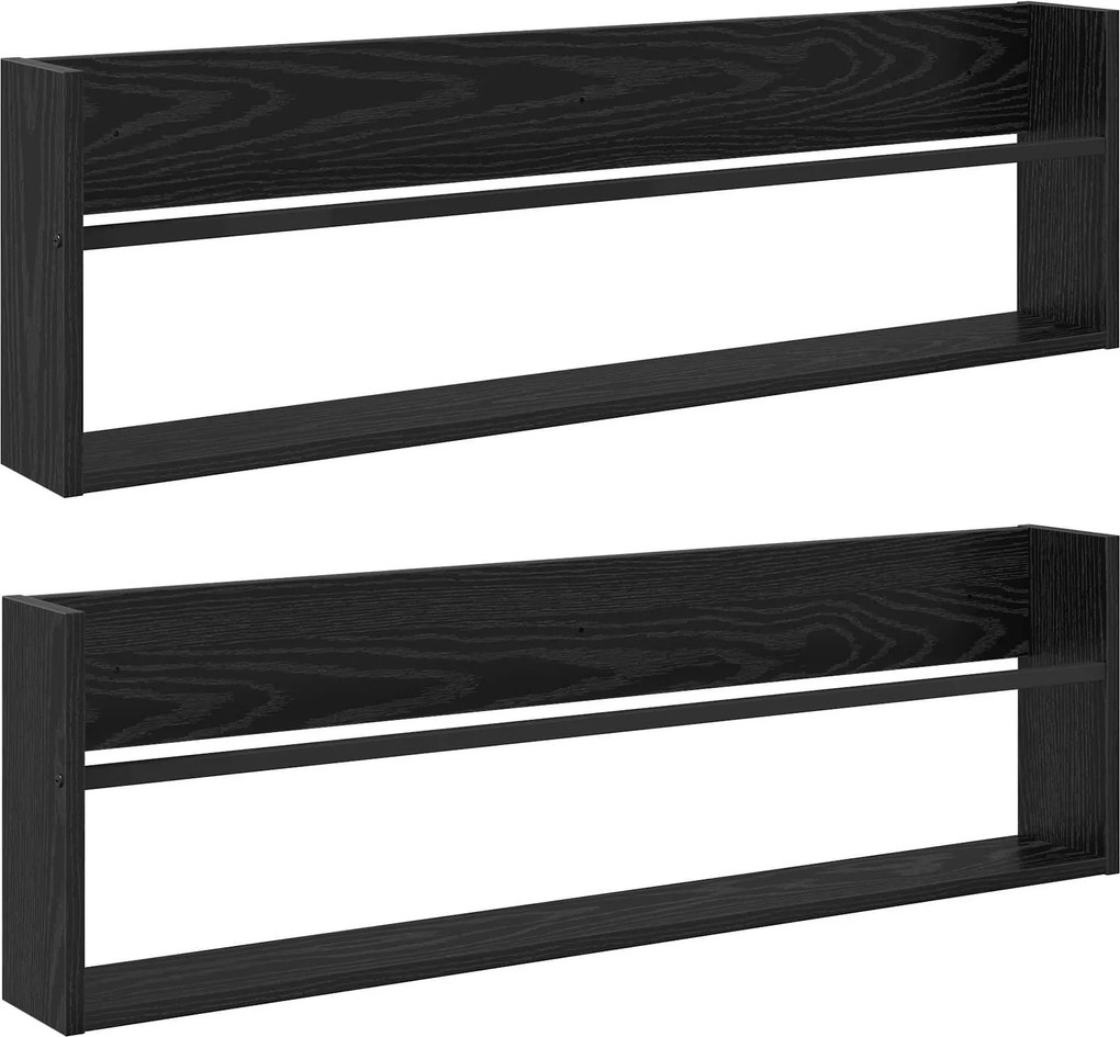 vidaXL Magazin állvány 2 pcs Fekete tölgy 100 x 12 x 30 cm Faanyag