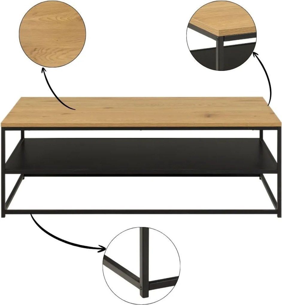 Téglalap Alakú Dohányzóasztal Gila asztal nyitott polccal nappali loft pad