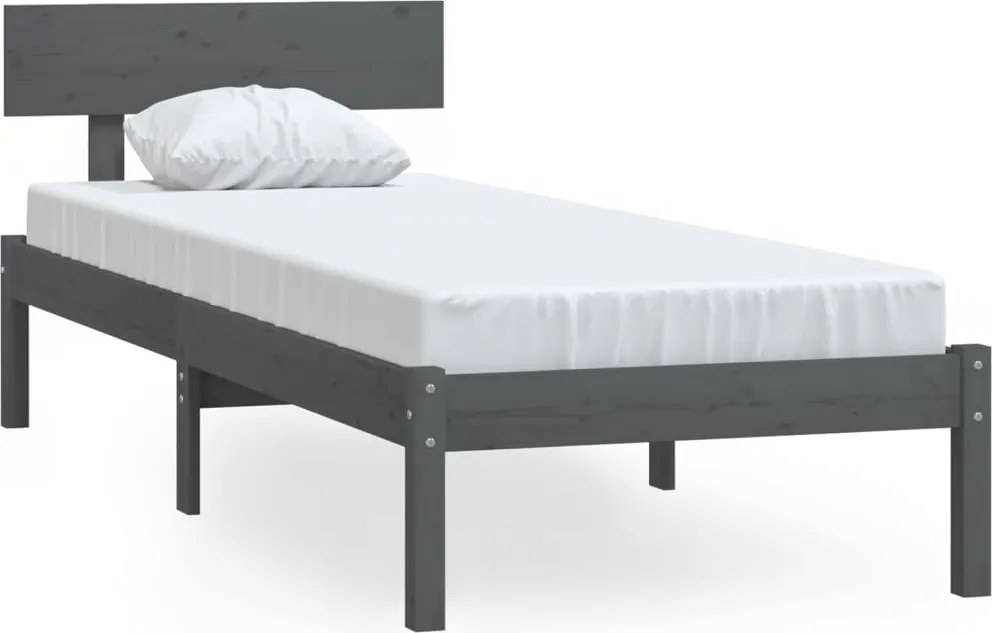 vidaXL szürke tömör fenyőfa ágykeret 100 x 200 cm