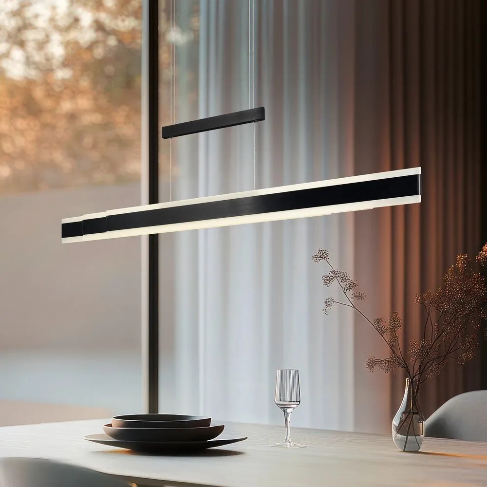 Matt fekete LED függőlámpa fém búrával Arcola – Trio