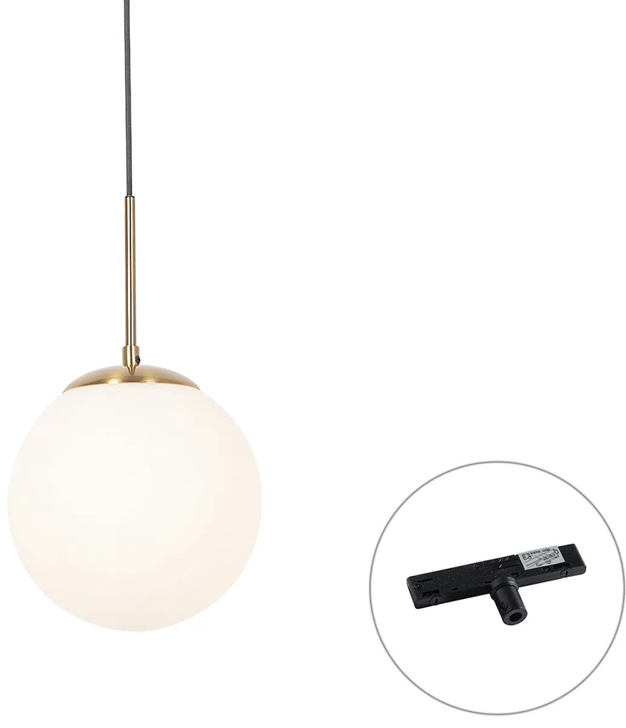 Art Deco függőlámpa arany opálüveggel fekete egyfázisú sínadapterrel - Slimline Flore