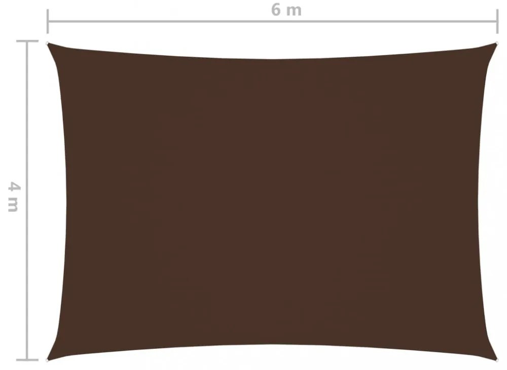 barna téglalap alakú oxford-szövet napvitorla 4 x 6 m