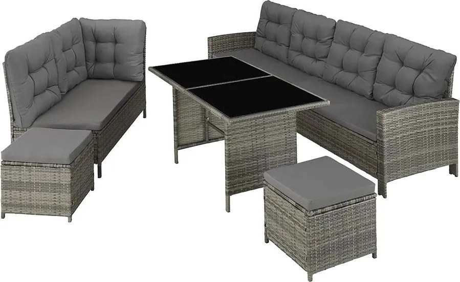 Avenberg BARLETTA Nagy luxus kerti rattan szett - szürke/sötétszürke