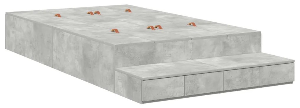 Tárolós Ágykeret Beton Szürke 120x200 cm