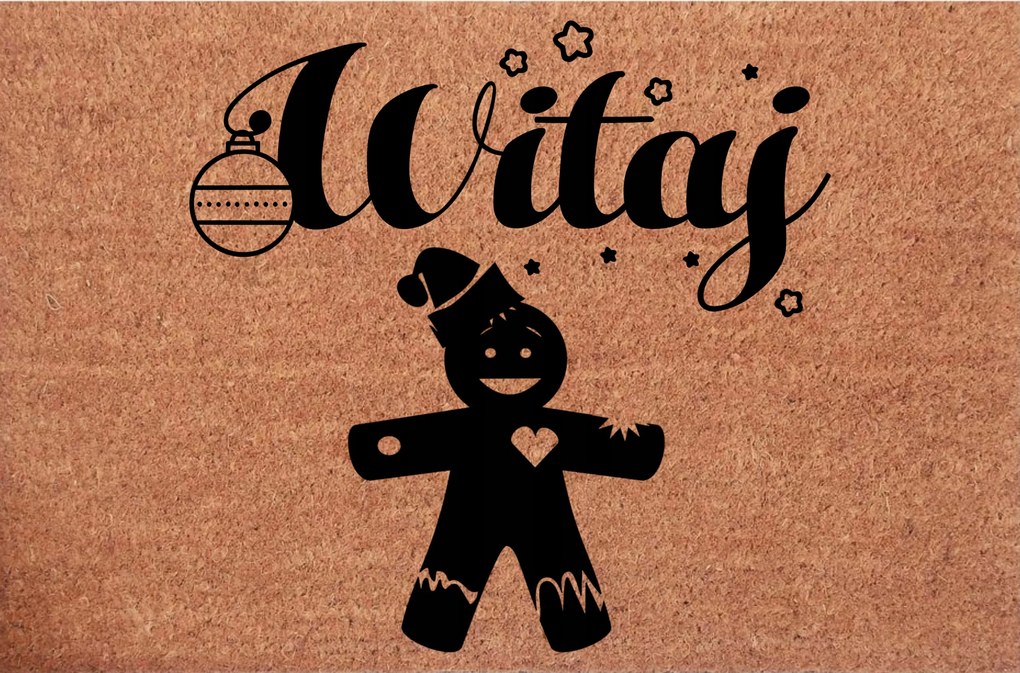 Karácsonyi Lábtörlő Ajtó Alá Dekoratív Mézeskalács úr felirat Helló