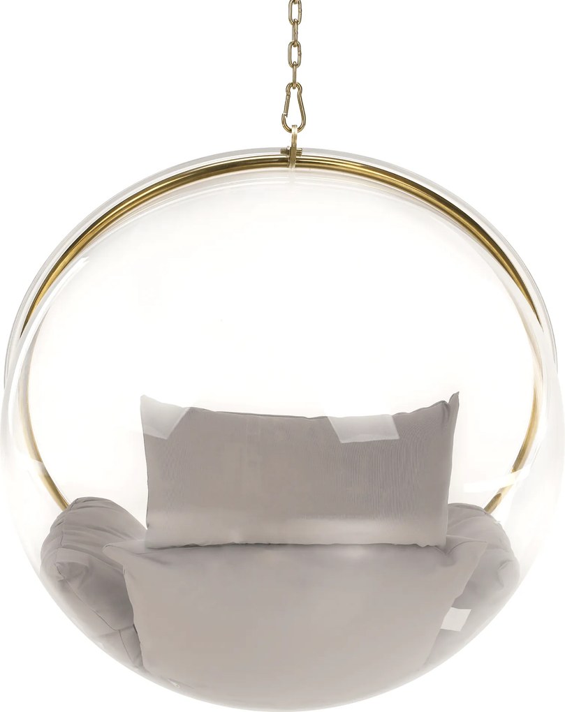 Függő fotel, átlátszó/arany/szürke, BUBBLE NEW TYP 1