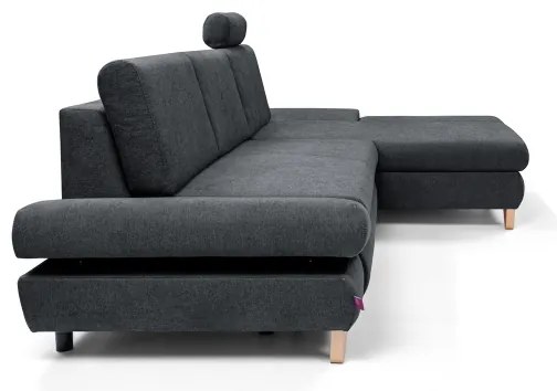 Ágyazható, kárpitozott L-alakú sarokülőgarnitúra tárolóval AVESTA, jobb oldali, antracit