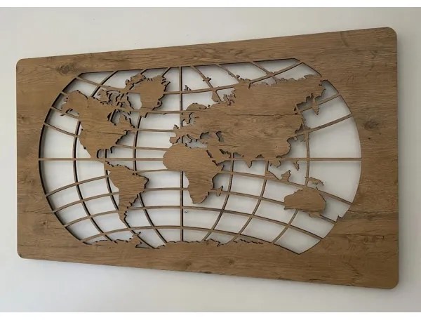 Li-Go 4868/DUB2 - LED fali dekoráció LED/24W/230V 110x60 cm tölgy/világtérkép