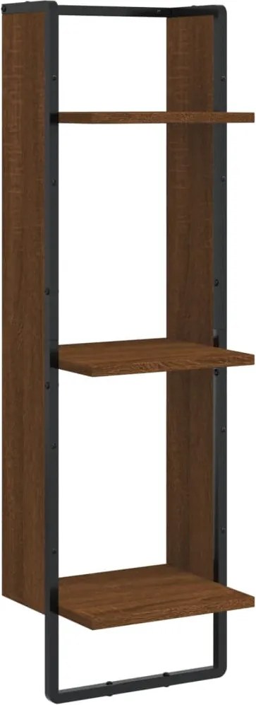 vidaXL 3 szintes barna tölgy színű szerelt fa fali polc 30x25x100 cm