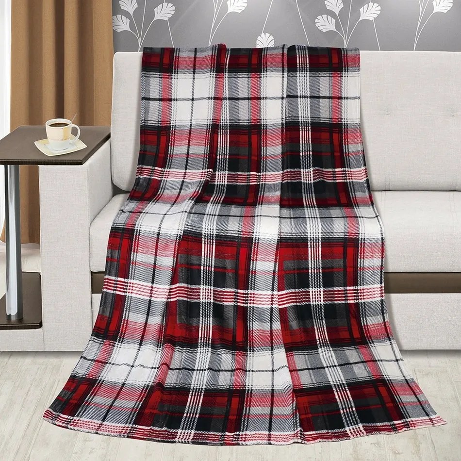 Bellatex Kemping Plus Négyzetek takaró, piros, 150 x 200 cm