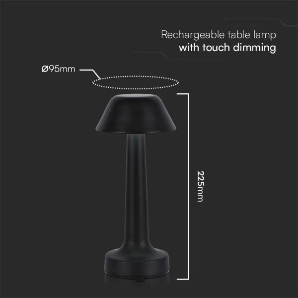 LED Dimmelhető újratölthető asztali lámpa  LED/1W/5V 3000-6000K fekete