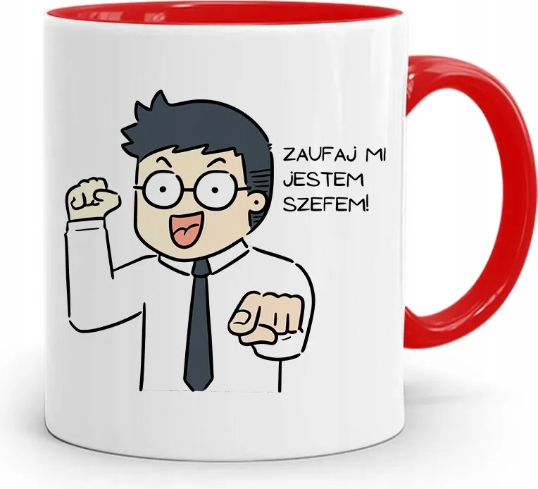 Piros Bögre A Főnöknek Bízz Bennem! Ajándék fényképes nyomattal