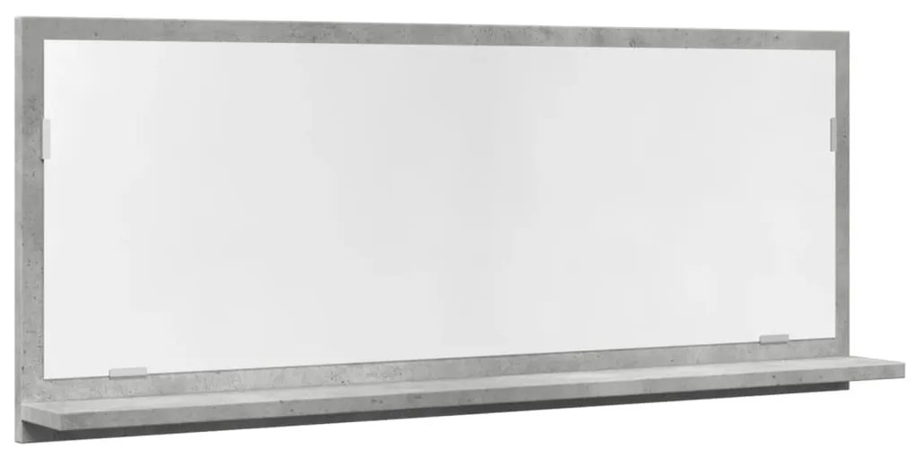 betonszürke szerelt fa tükrös fürdőszobaszekrény 90x11x37 cm