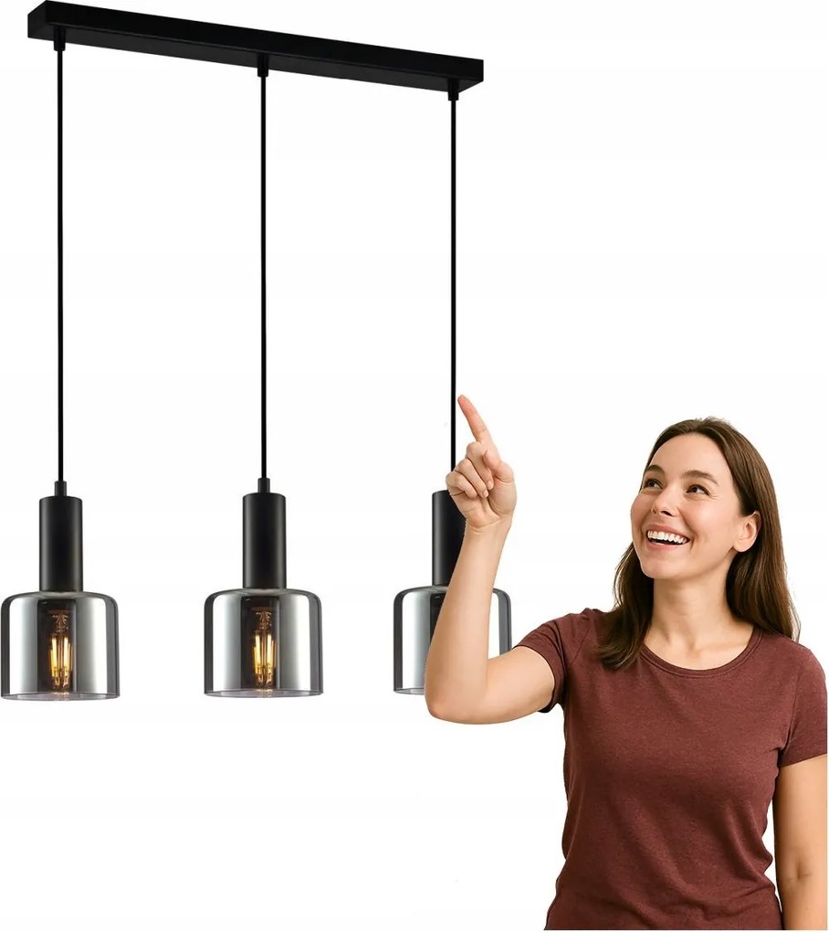 Függőlámpa Santia PND-65342-3-BK+SG Italux