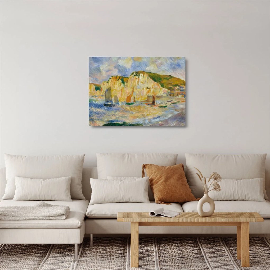 Üveg kép - Auguste Renoir, Sea and Cliffs, reprodukciók (70x50 cm)