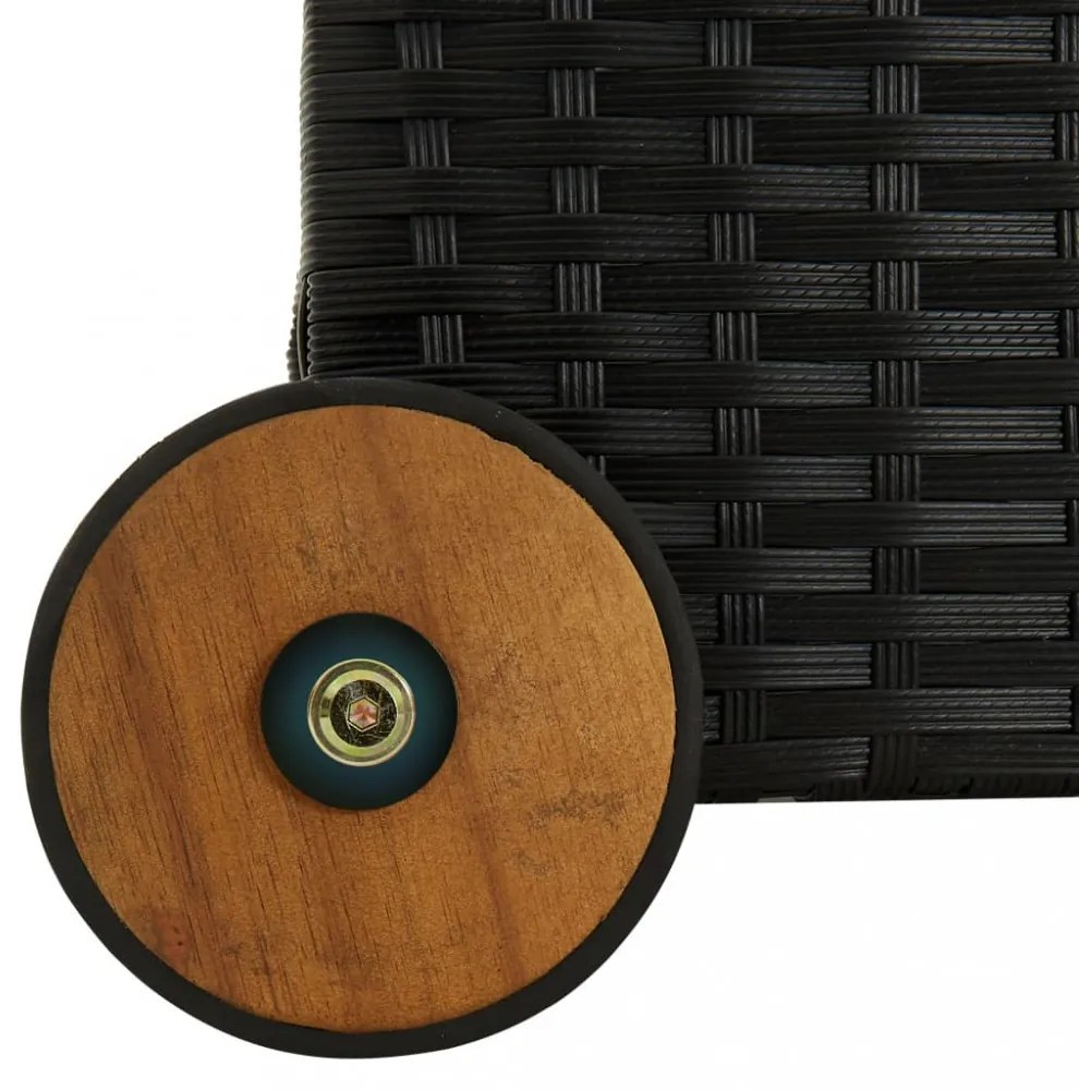 fekete polyrattan kerti tárolóláda 120 x 65 x 61 cm