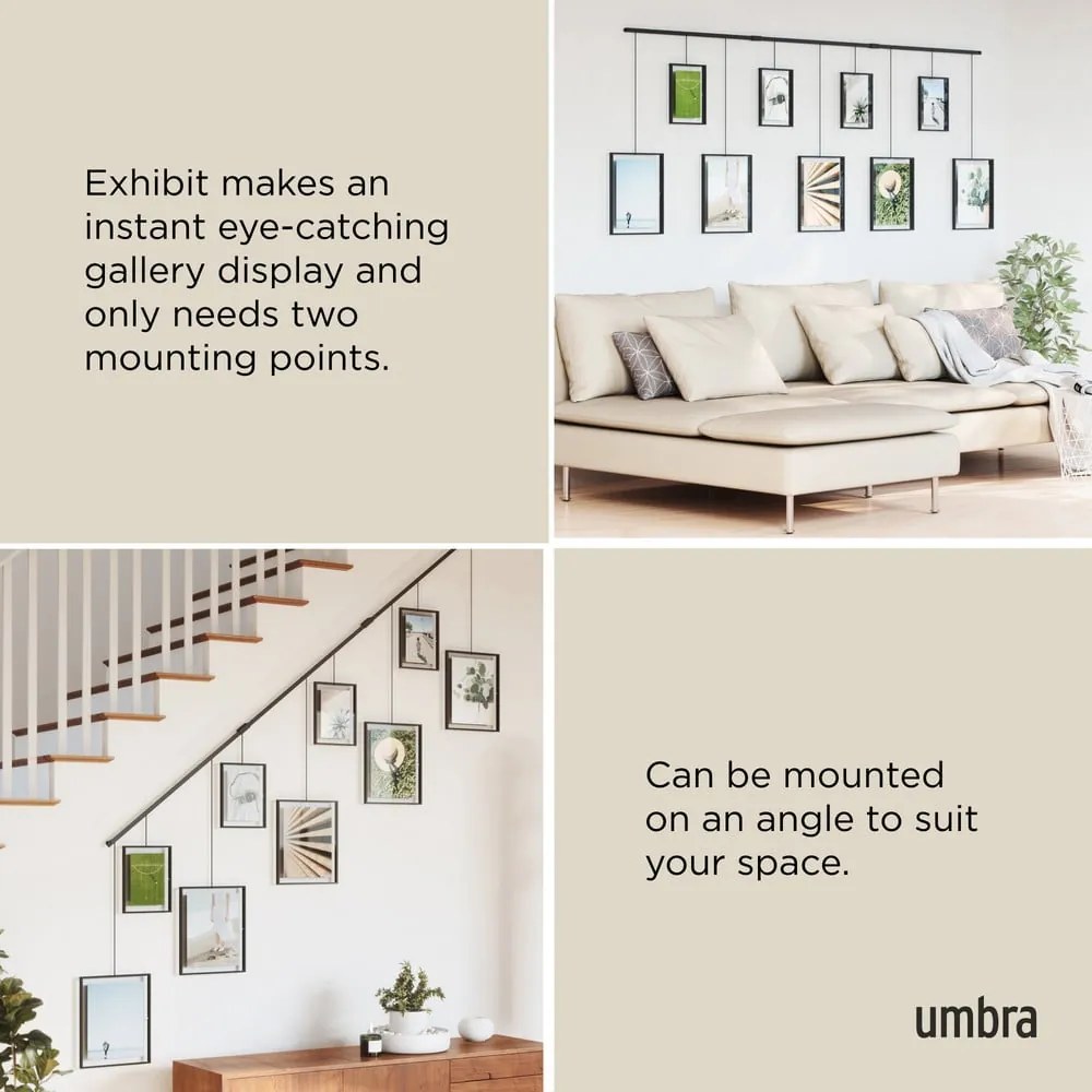 Fekete fém fali képkeret szett 9 db-os 223x77,5 cm Exhibit – Umbra