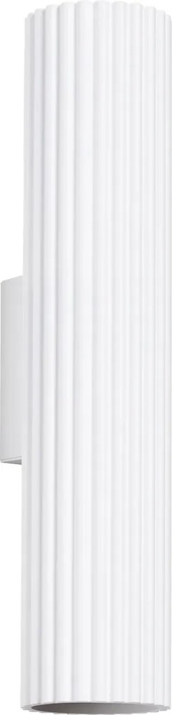 Fali lámpa modern fehér bordázott cső 30 cm felső alsó 2 pont Sollux