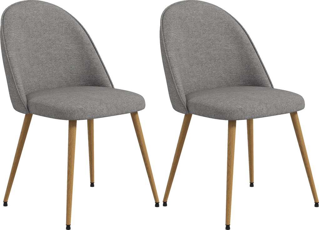 HOMCOM 2 db kárpitozott étkezőszék, konyhai székek vászon anyaggal és acél lábakkal, modern stílus, 120 kg terhelhetőség, 50x52x83 cm, Szürke | Aosom