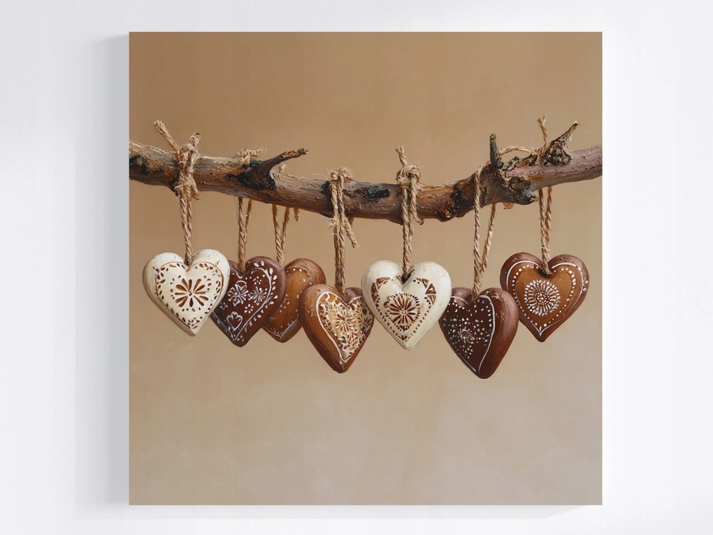 Vászonkép Canvas Dekoráció Kerámia Szívecskék Népi 80x80