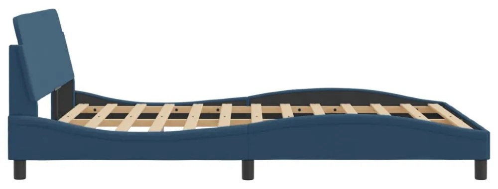 kék szövet ágykeret fejtámlával matrac nélkül 120 x 200 cm