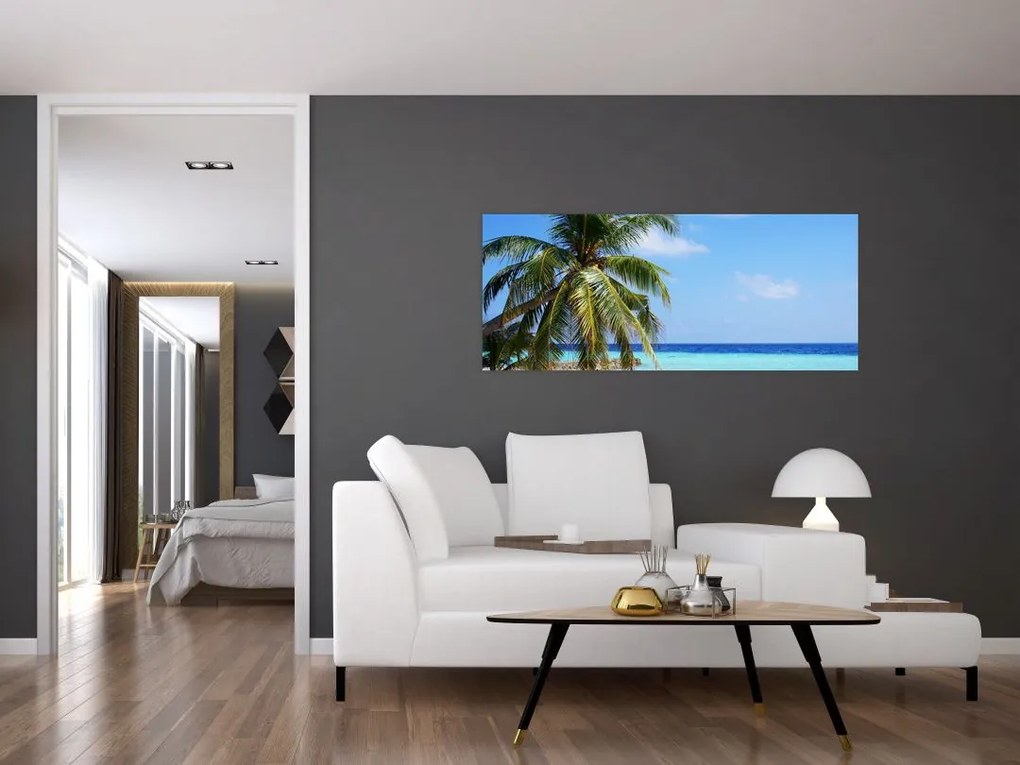 Pálmafák a strandon képe (120x50 cm)