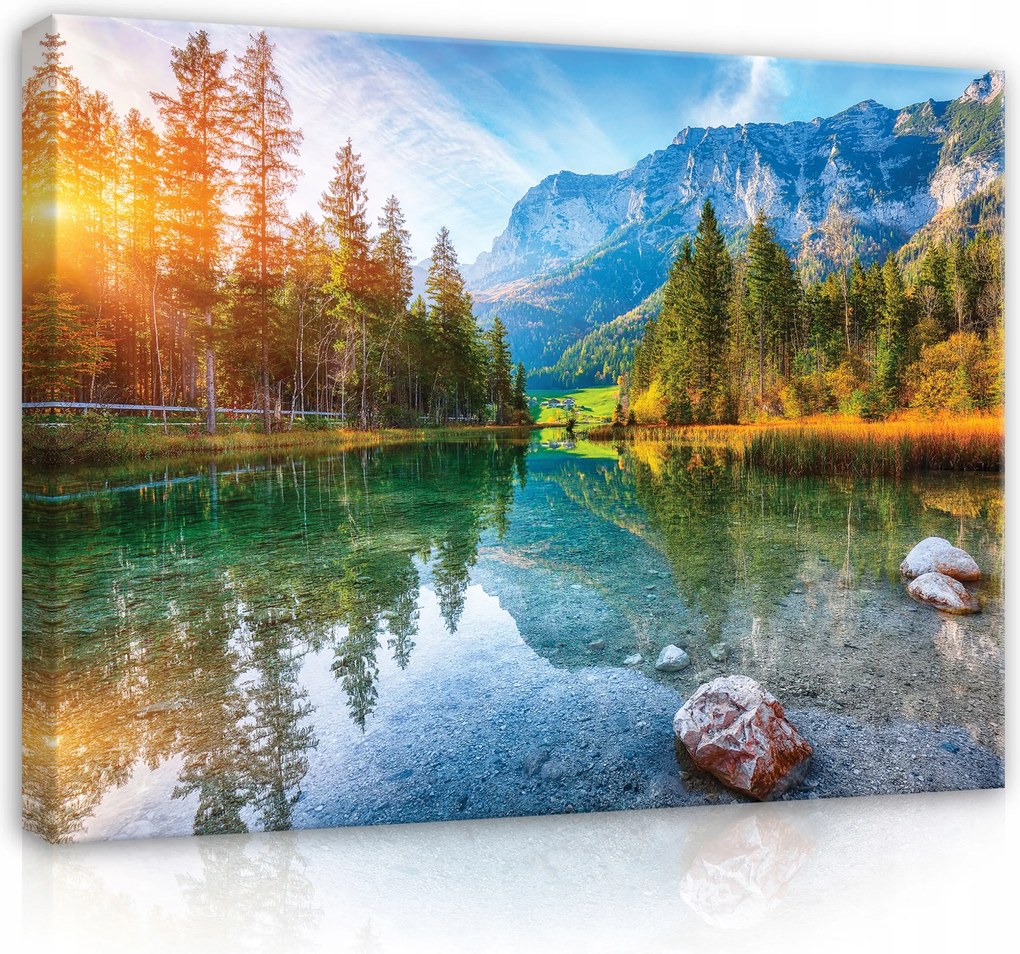 Kép Hegy Tó Tájkép Vászon Falra Hálószoba Nappali Nagy 120x80