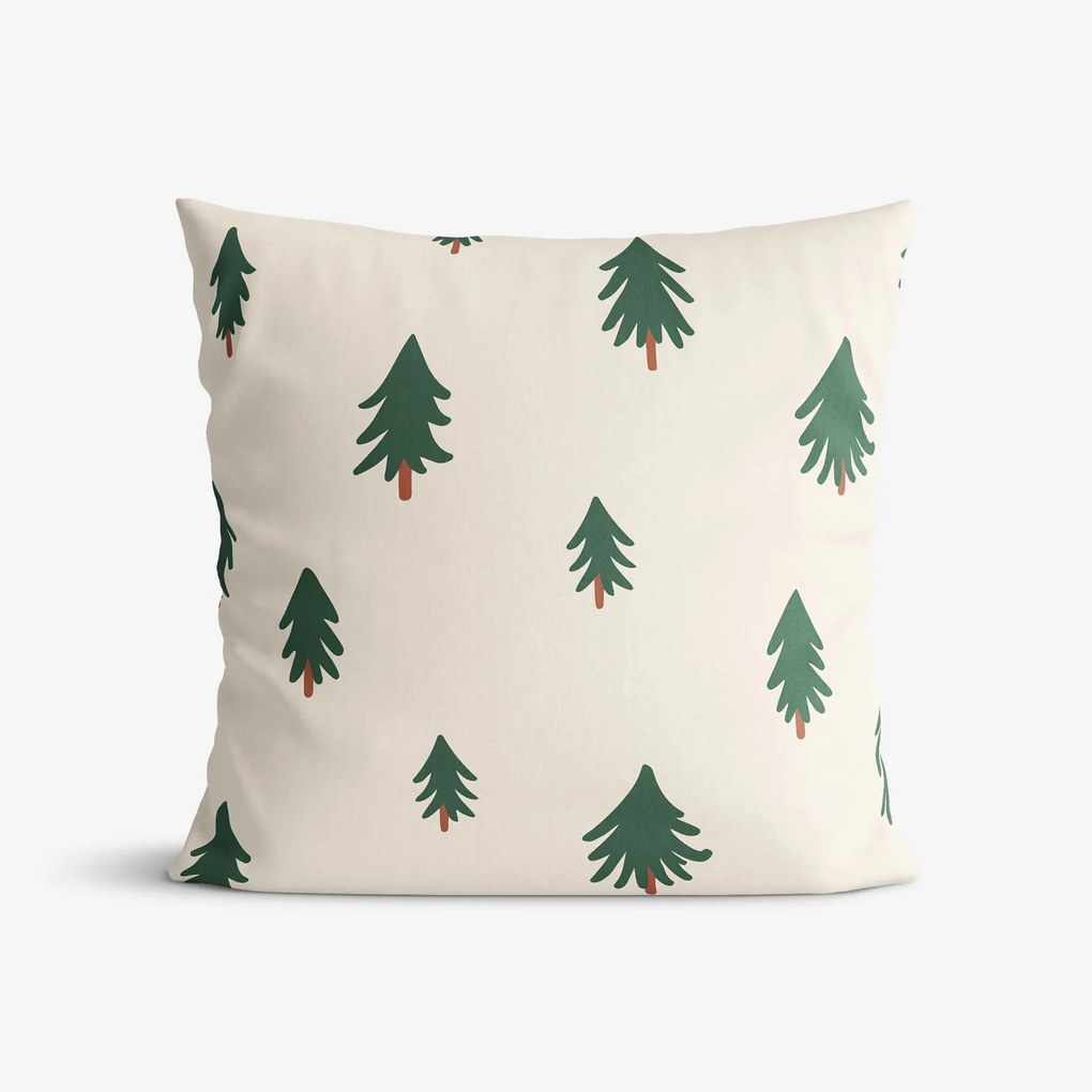 Goldea pamut párnahuzat - fenyőfák natúr alapon 45 x 45 cm