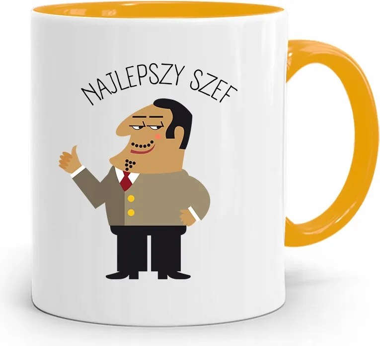 Sárga Bögre Ajándék Főnöknek Legjobb Főnök fényképes nyomtatással