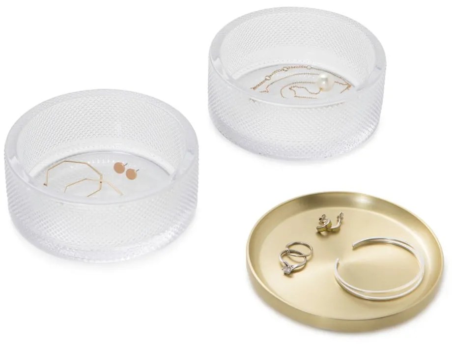 Tesora üveg ékszerdoboz, aranyszínű fedéllel - Umbra