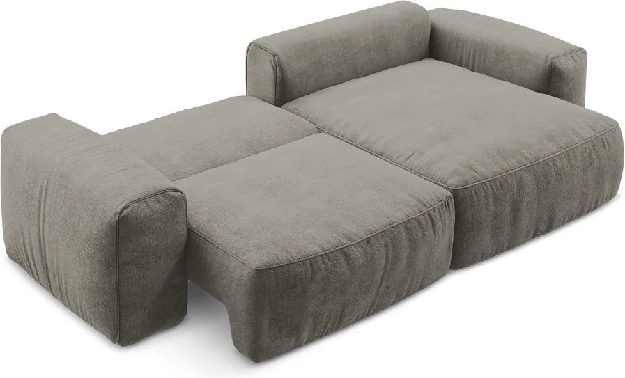 Szürke zsenília kinyitható sarokkanapé (jobb oldali-heverő résszel) Kuki – Makamii