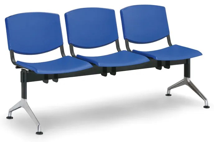 Design műanyag pad, 3 üléses, fekete