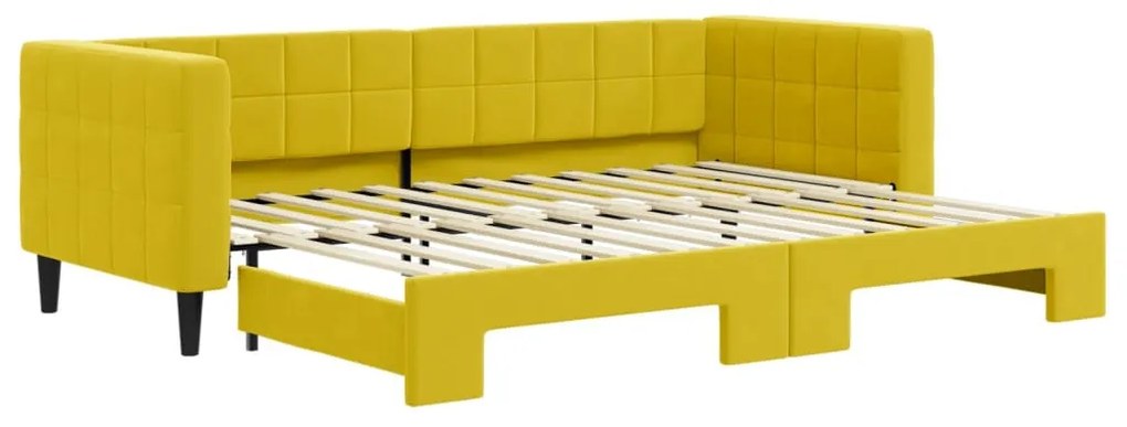 sárga kihúzható bársony heverő 80 x 200 cm