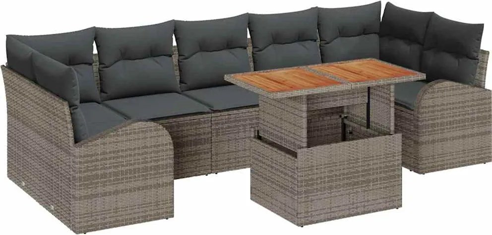 vidaXL Kerti Kanapé Szett párnával 8 pcs Szürke