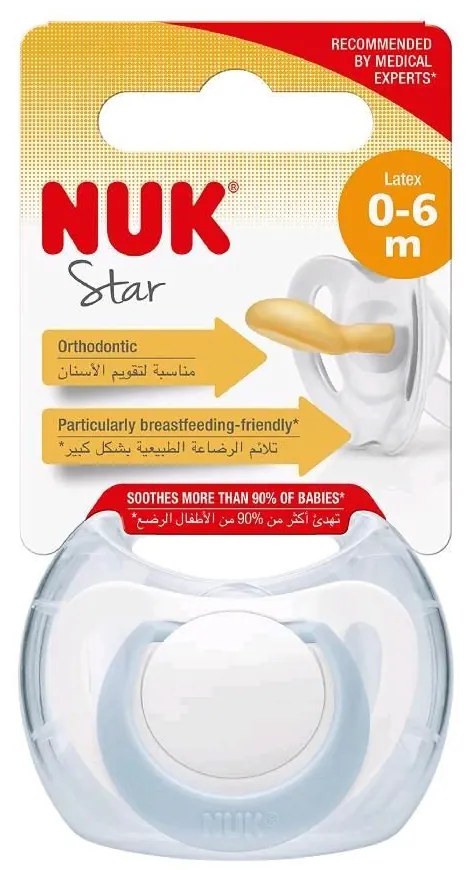 NUK Star baba cumi latex 0–6 h, kék, vel. 0-6 h